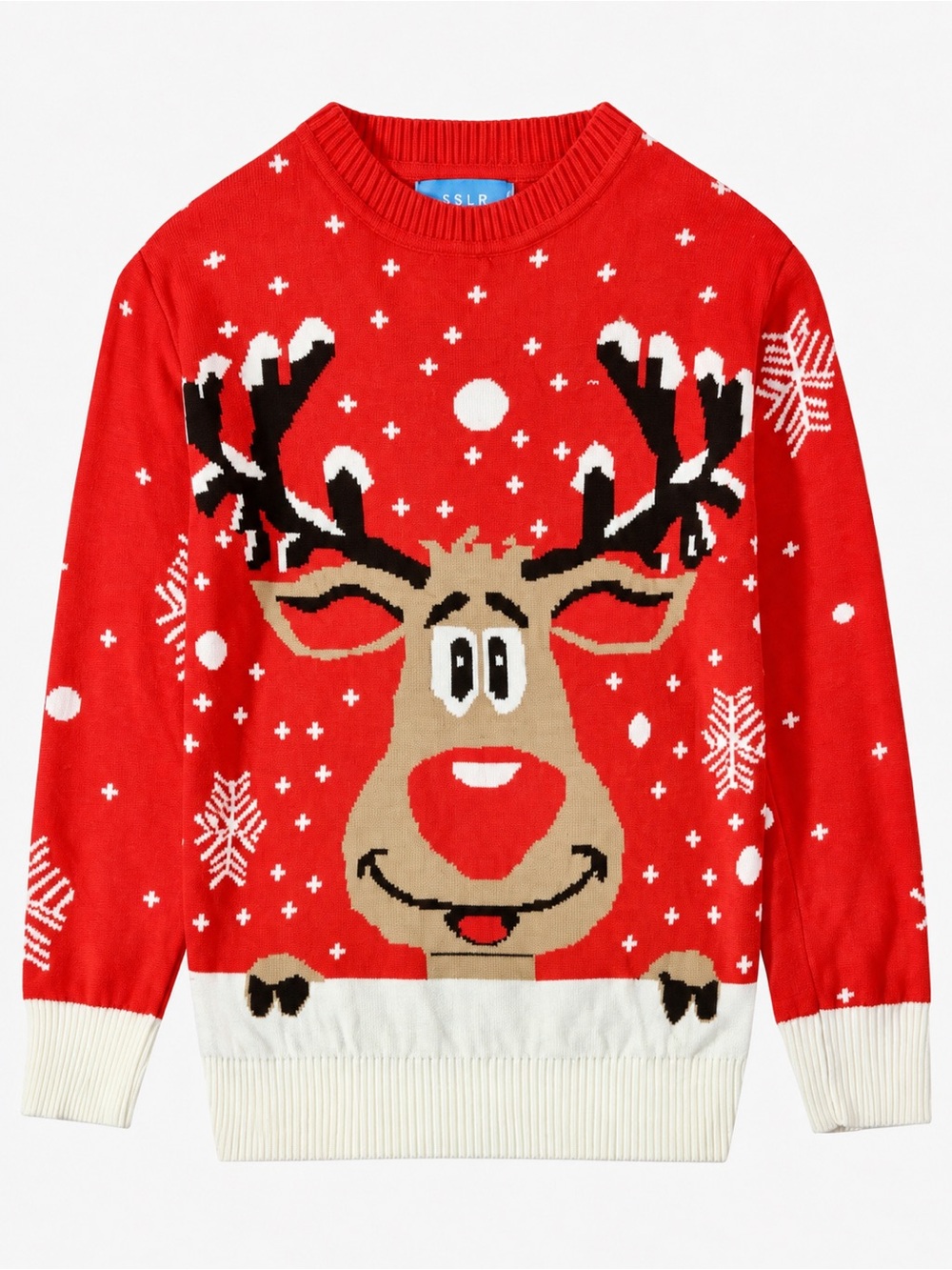 SSLR Boys Ugly Christmas Sweater Red Reindeer Holiday M 10 12